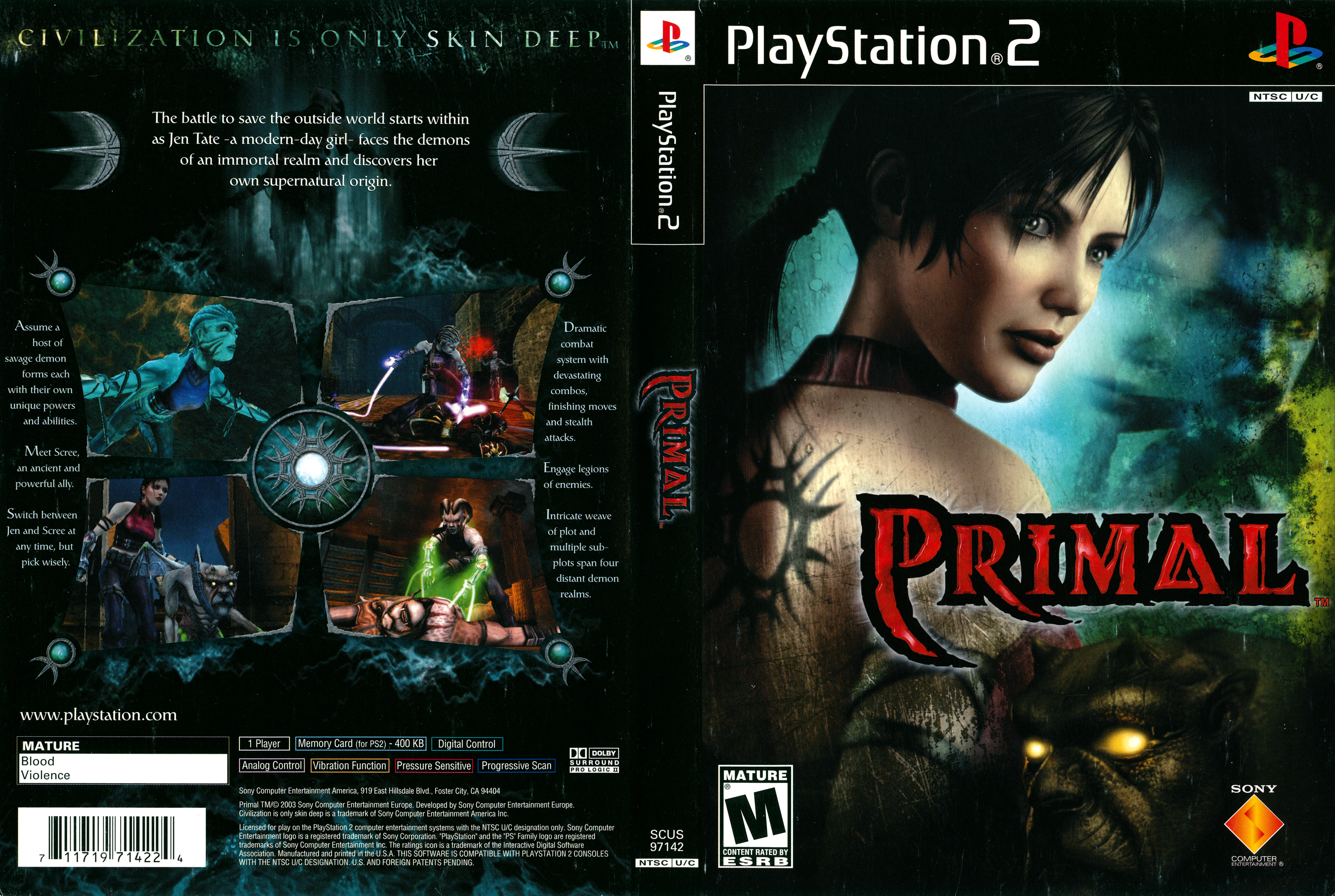 Playstation 2 русский язык. Примал плейстейшен 2. Ps2 диск примал. Primal ps2 обложка. Primal 2003.