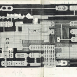 Untitled “Overworld Map”, 1985 (Unknown author). A black and white rendition of the entire world map from The Legend of Zelda. Many locations differ from their finalized form, most notably in the bottom portion of the map. (Source: Iwata Asks)